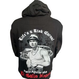 Black Graphic Hoodie with El Gallo Negro Design